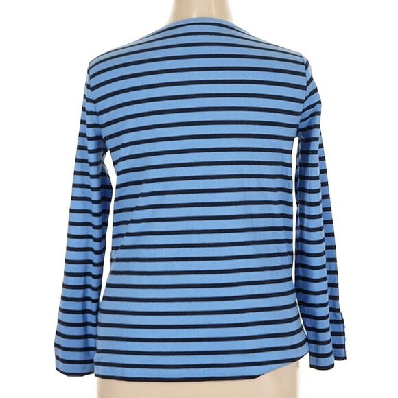 NWT Talbots Sz 1X Blue Striped Button Cuff Sleeve Bateau Neck Hutton Stripe LS - Picture 6 of 9
